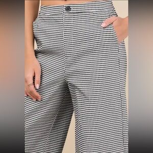 Erica Black and White Gingham Wide-Leg Pants
